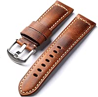 HYOPBSCN WCC00816 Handmade Head Layer Cowhide Leather Strap Tan Vintage Men Watch Bracelet 20 22 24MM Soft Thickened Bronze Buckle