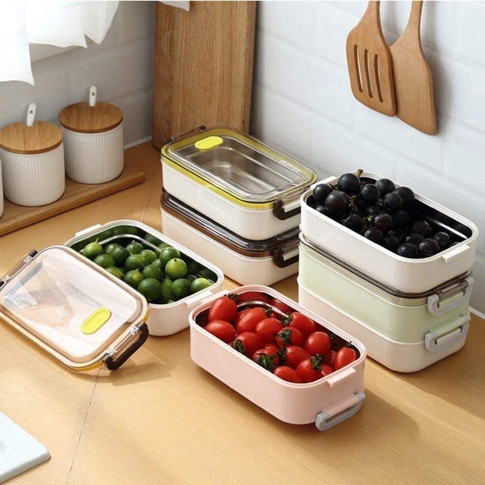 boîte à repas, Boîtes à bento Boîte déjeuner Bento(Blue,Double layer)