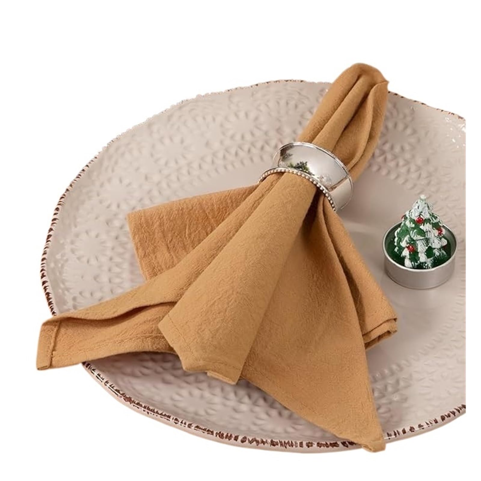 Weqyfdc Sandbeach Linen Napkins 64Pcs Napkin Cloths Dark Green 30X45cm Cotton Fabric Serviette Kitchen Tea Table Towels For Farmhouse Wedding Decoration(Sandbeach)