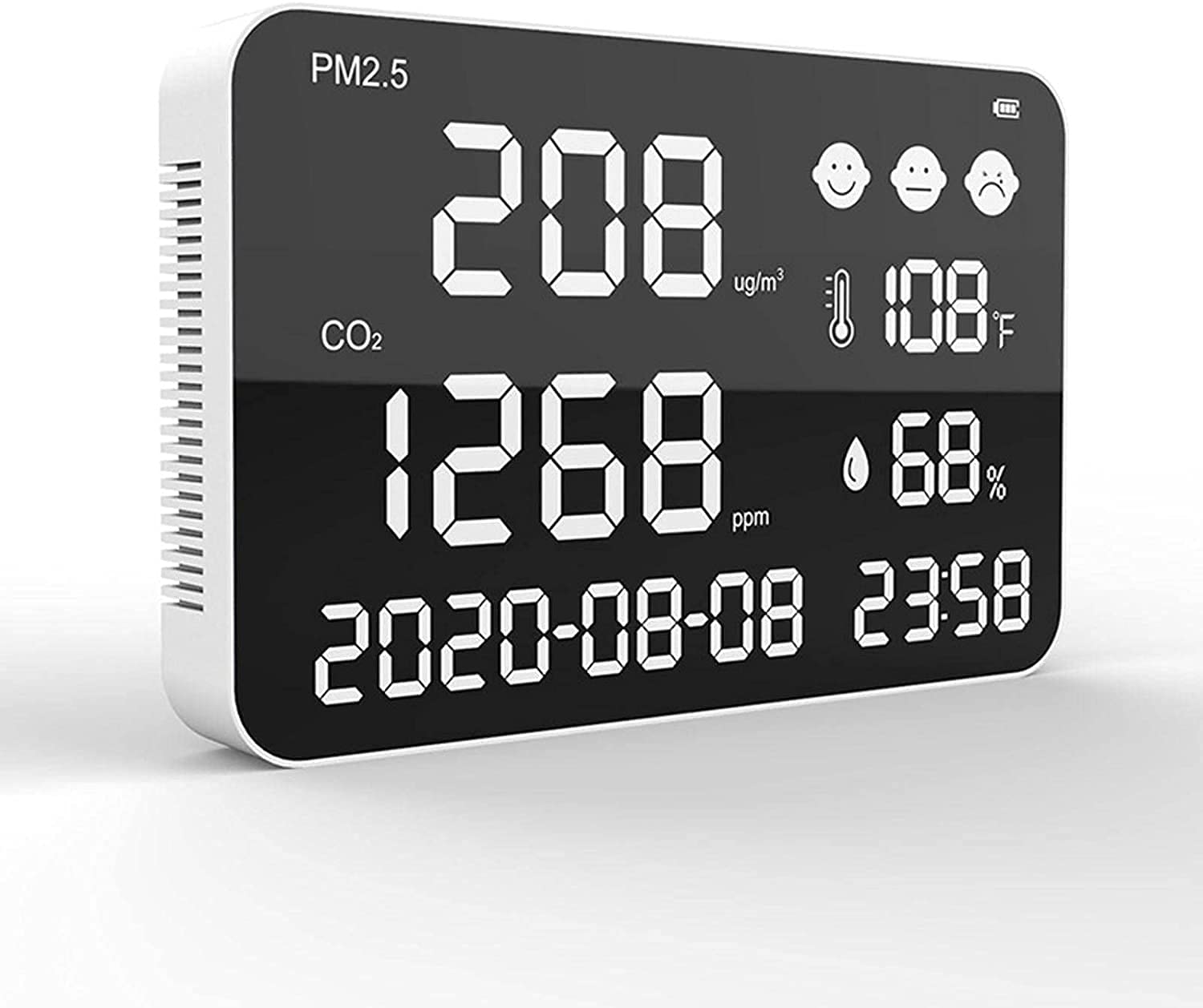 Detector de Calidad del Aire, Monitor de dióxido de Carbono PM2.5 para Interiores montado en la Pared, Pantalla Digital LED, Detector de Temperatura y Humedad