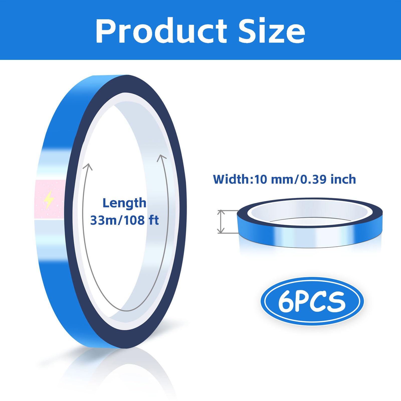 Heat Resistant Tape, Blue Heat Tape 10 mm/20 mm x 33 m Sublimation Tape - Image 2