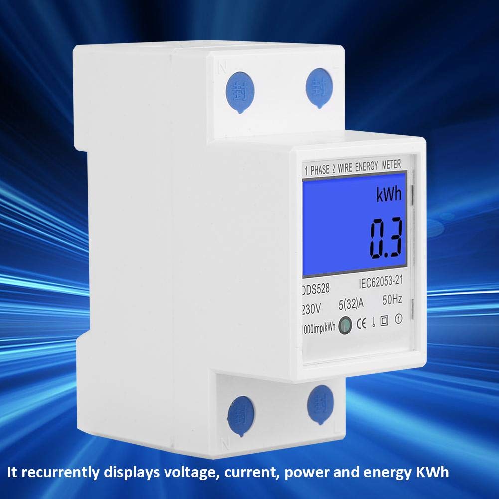 Contatore Di Energia Elettronico Monofase - Display LCD Retroilluminato, Montaggio Su Guida DIN, Per Misurare Consumi In Casa