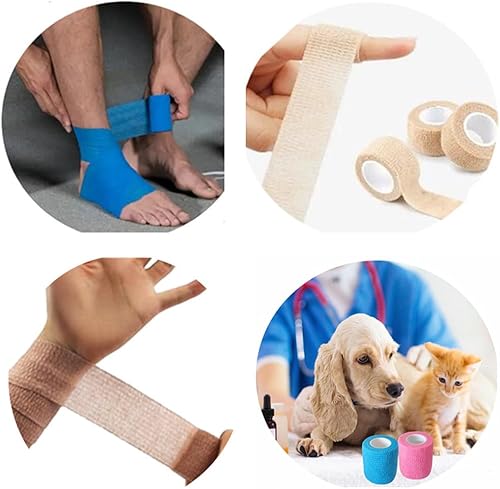 Miniatura 7 de Paquete de 6 vendajes autoadhesivos de 2 pulgadas x 5 yardas, envoltura cohesiva transpirable y cohesiva autoadhesiva para deportes, atletismo,