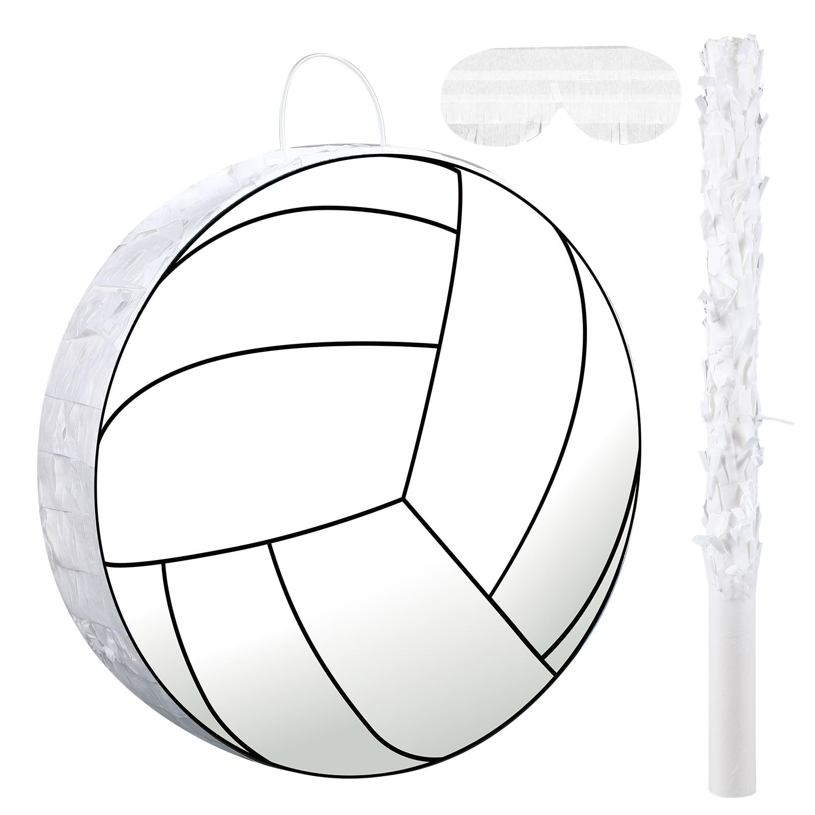 Pasimy Piñata de voleibol para fiesta de cumpleaños de 15.6 x 15.6 pulgadas, piñata de fiesta temática deportiva con palo y venda para los ojos, piñata de voleibol, suministros de fiesta de cumpleaños