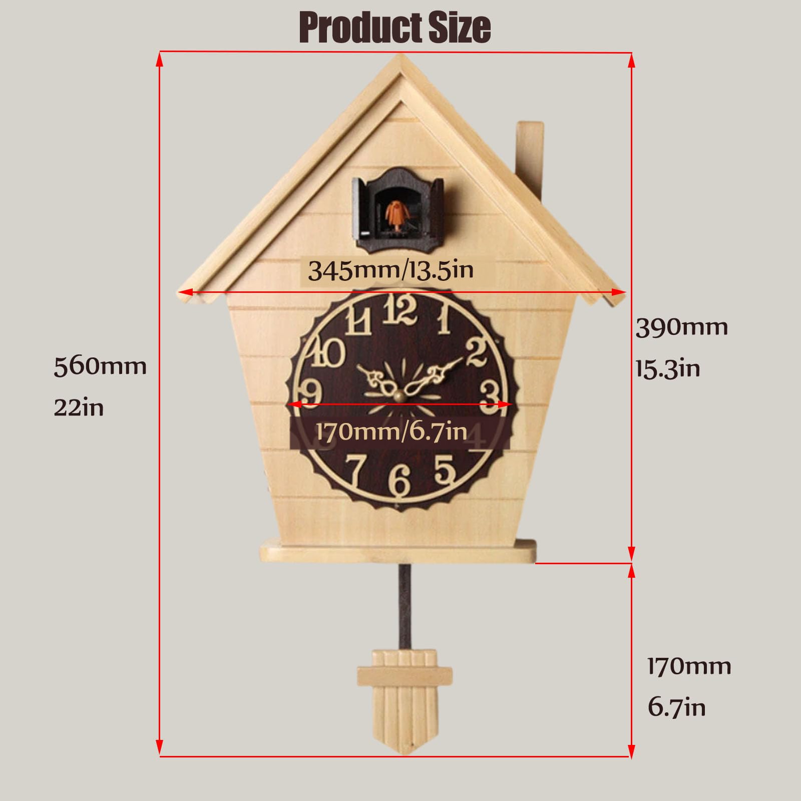 Relojes De Cuco,Reloj De Pared,Madera Maciza De Cuco De La Selva Negra De Relojes De Cuco para Cocina Salón Apartamento Cuco Reloj De Cuco De Tradicional Relojes De Cuco