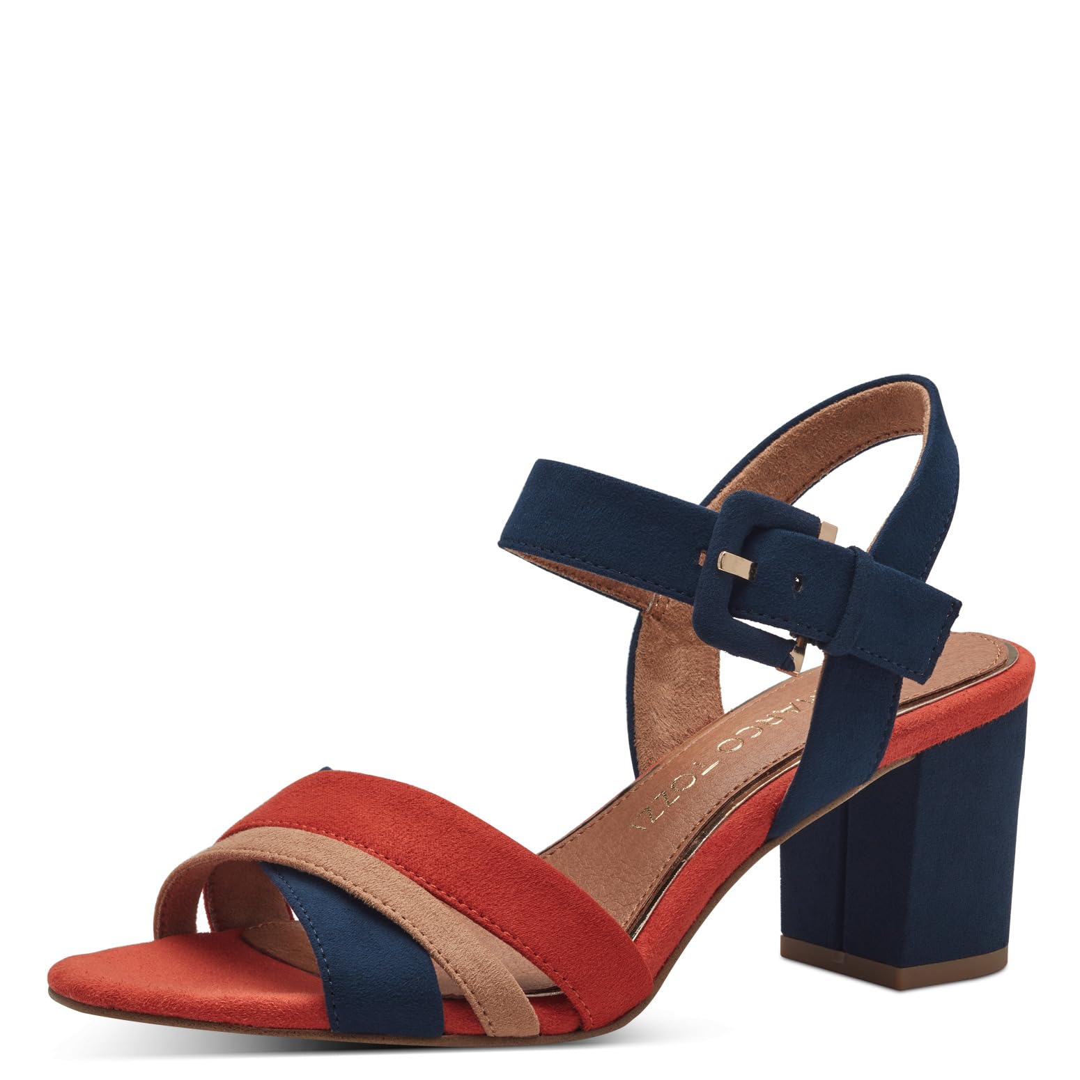MARCO TOZZI Women's 2-28323-42 Heeled Sandal, Navy Comb, 7.5