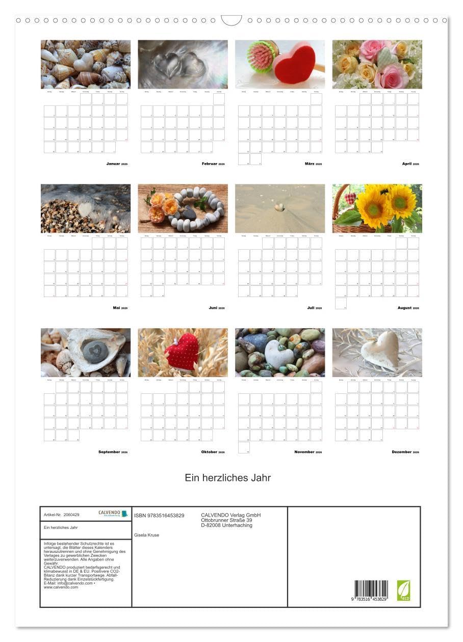 Ein herzliches Jahr (Wandkalender 2026 DIN A2 hoch), CALVENDO Monatskalender: Ein Kalender-Schmuckstück für die ganze Familie (CALVENDO Lifestyle)