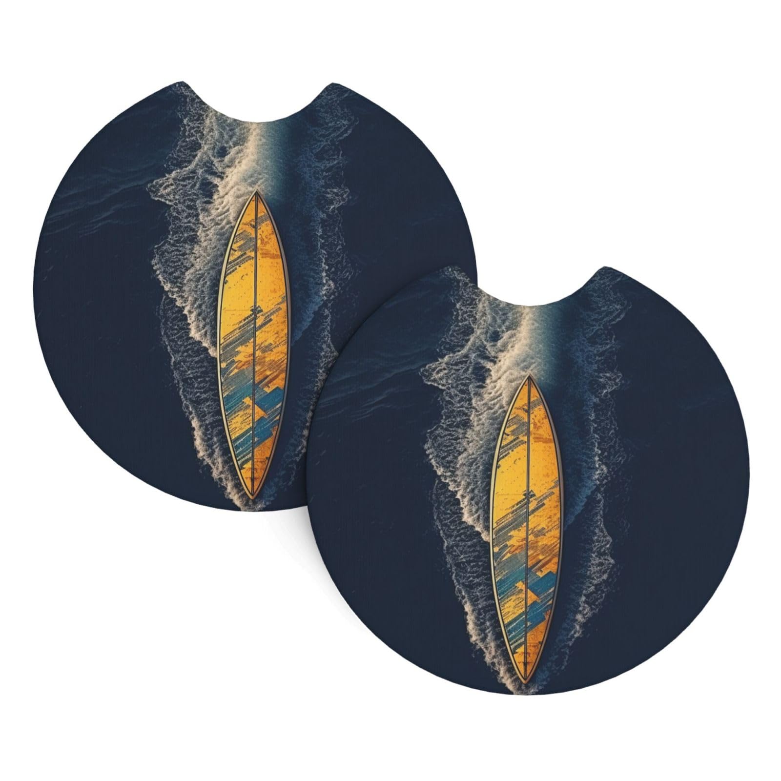 2 Pack Car Coaster for Cup Holders Surfboard Car Cup Coaster 2.7" Neoprene Non-Slip Automotive Cup Mat Universal Auto Car Interior Accessories for Women Men Cup Pad