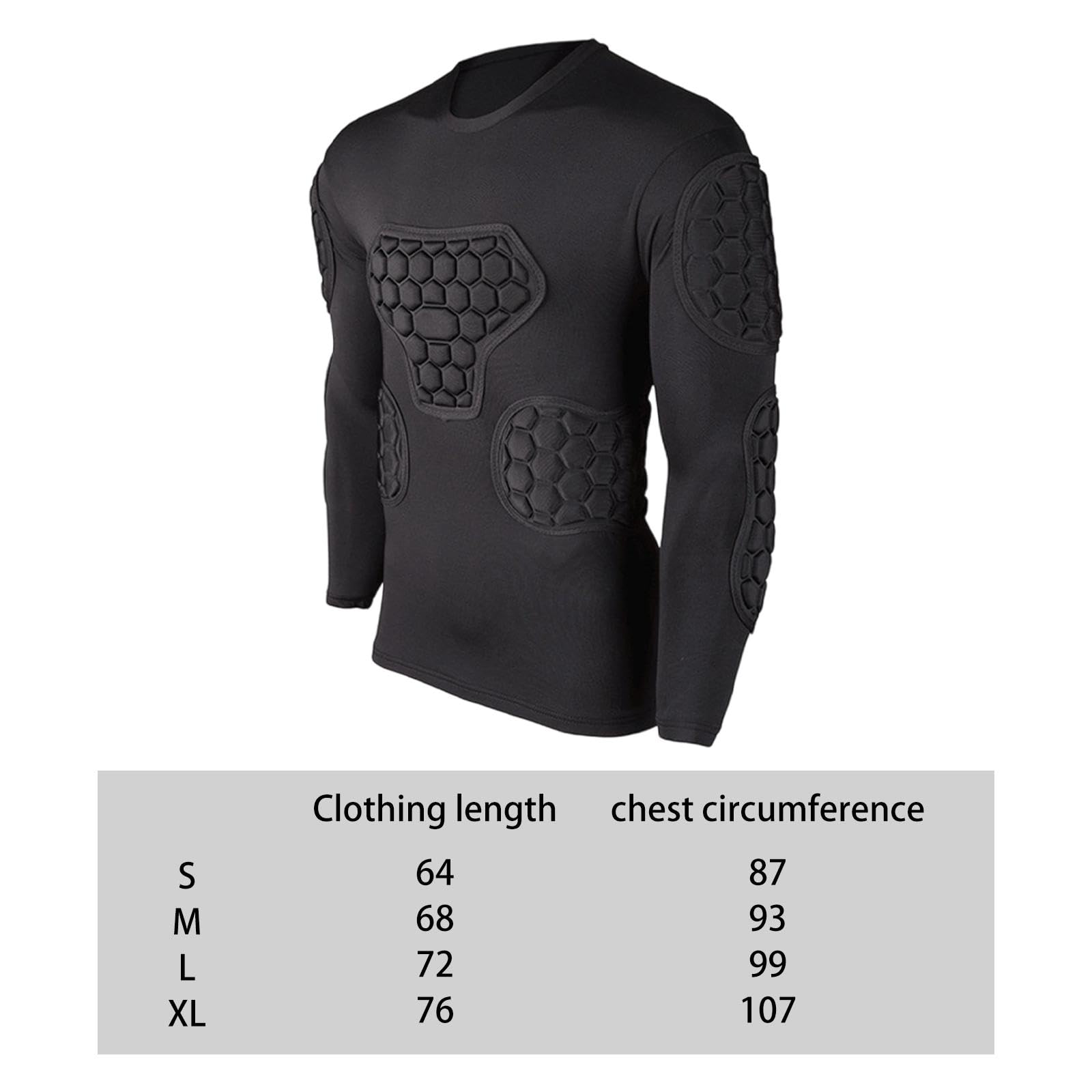 Maglia a Compressione Imbottita da Uomo, Protezione Costale Antiurto, Calcio, Rugby, Abbigliamento Sportivo,