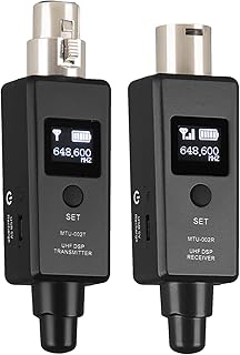 Hitburu Wireless Microphone Transmitter | Wireless Microphone System,Wireless XLR Audio Transmitter and XLR Receiver for Dynamic Microphone, Phantom Power for Condenser Mic PA, Speaker
