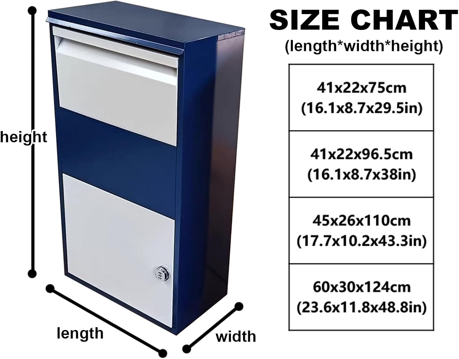 Outdoor Parcel Drop Box Outdoor Blue Anti-Theft Parcel Delivery Box, Parcel Delivery Box with Combination Lock, Rustproof, Sturdy and Durable, Convenient to Pick Up, Suitable for Home, Offic