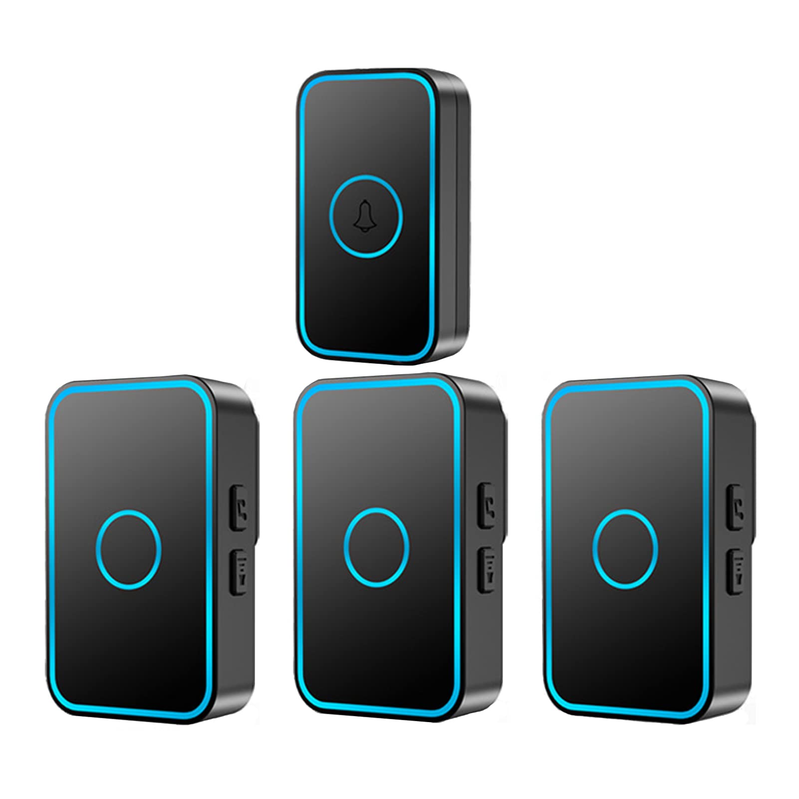Campanelli Wireless, Portata 1000 Piedi, Campanello Impermeabile IP55, 1 Pulsante, 3 ricevitori, 60 campanelli, 5 Livelli di Volume, modalità silenziosa, Nero,Nero