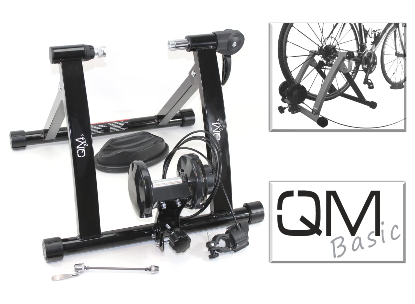Fahrrad Rollentrainer, flexibel einsatzbar für 26-29 Zoll Reifen, universell für Nabe mit Schnellspanner (Einbaubreite 130-135 mm) Kettenschaltung, Metallrolle Fahrradtrainer Fahrrad Schalthebel