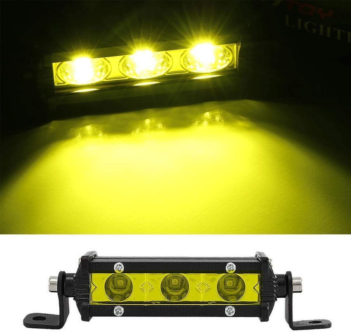Willpower 2 szt., 15 cm, 15 W, jednorzędowe światło LED, żółte bursztynowe światła punktowe, światła terenowe, 12 V, 24 V, przeciwmgielne lampy robocze, światła do jazdy ciężarówki, traktora, 4 x 4