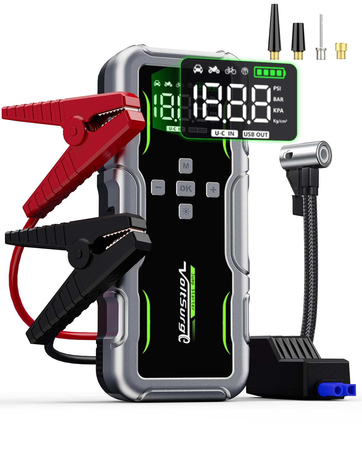 8000A Jump Starter with Air Compressor 12V Portable Battery Jumper Starter Pack All Gas 10 0L Diesel for