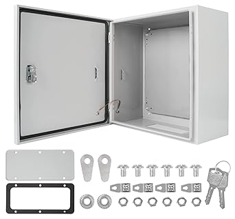 Cold Rolled Steel Electrical Box 16'' x 16'' x 8'' Indoor/Outdoor Thick Electrical Enclosure Box with Mounting Plate IP66 Weatherproof Anti-Rust and Anti-Corrosion (16'' x 16'' x 8'')