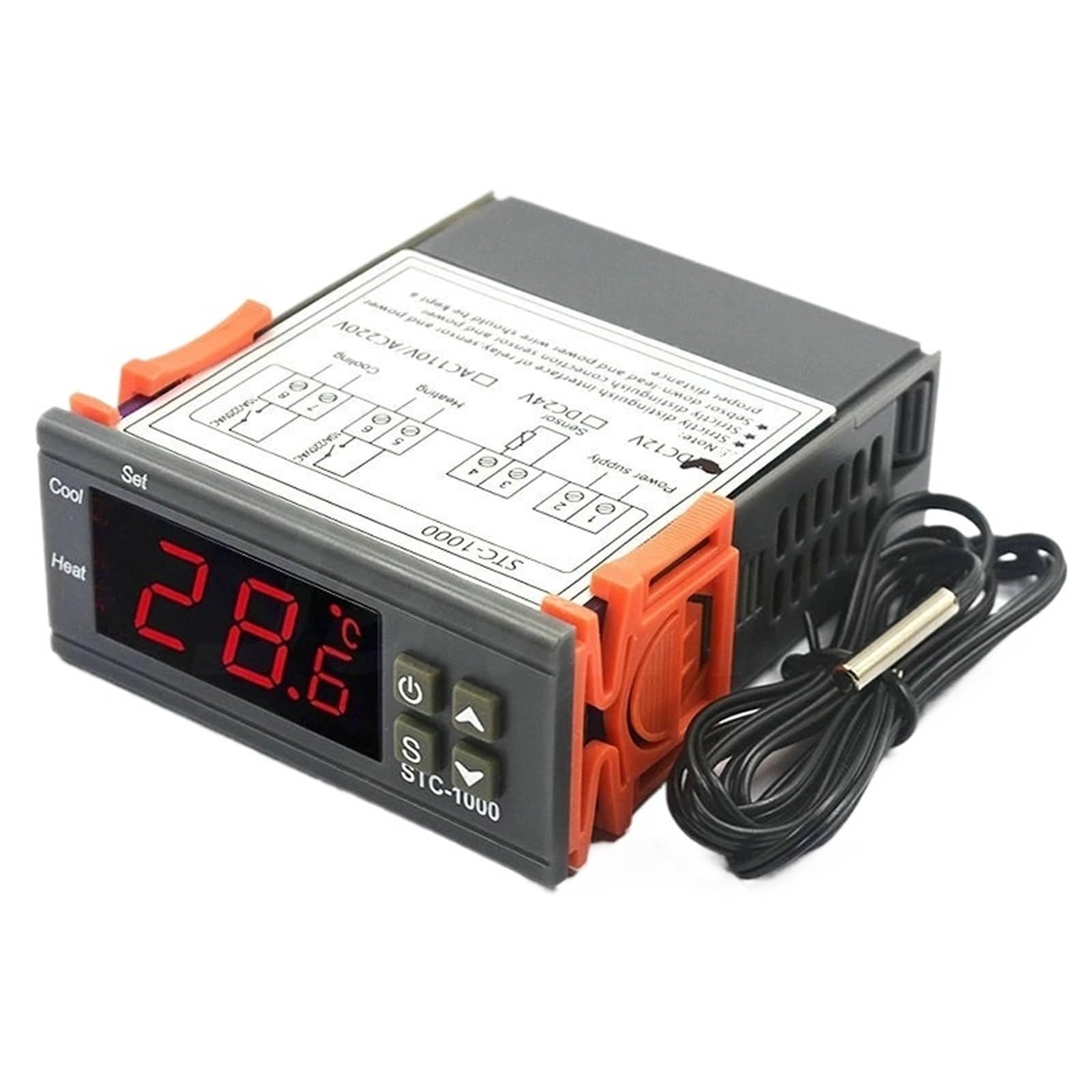 Termostato digital LED STC-1000 1000 for incubadora, controlador de temperatura, termorregulador, relé de calefacción y refrigeración, 12 V, 24 V y 220 V.(3 Pcs DC12V)