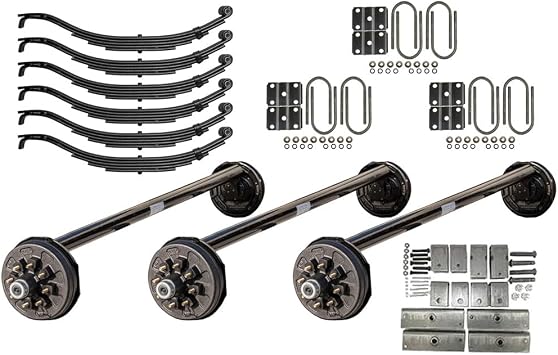 The Trailer Parts Outlet 7000 lb TK Triple Axle Kit with Suspension - 21K Capacity Drop Axle Series, 95/00 Loose Spring Seats