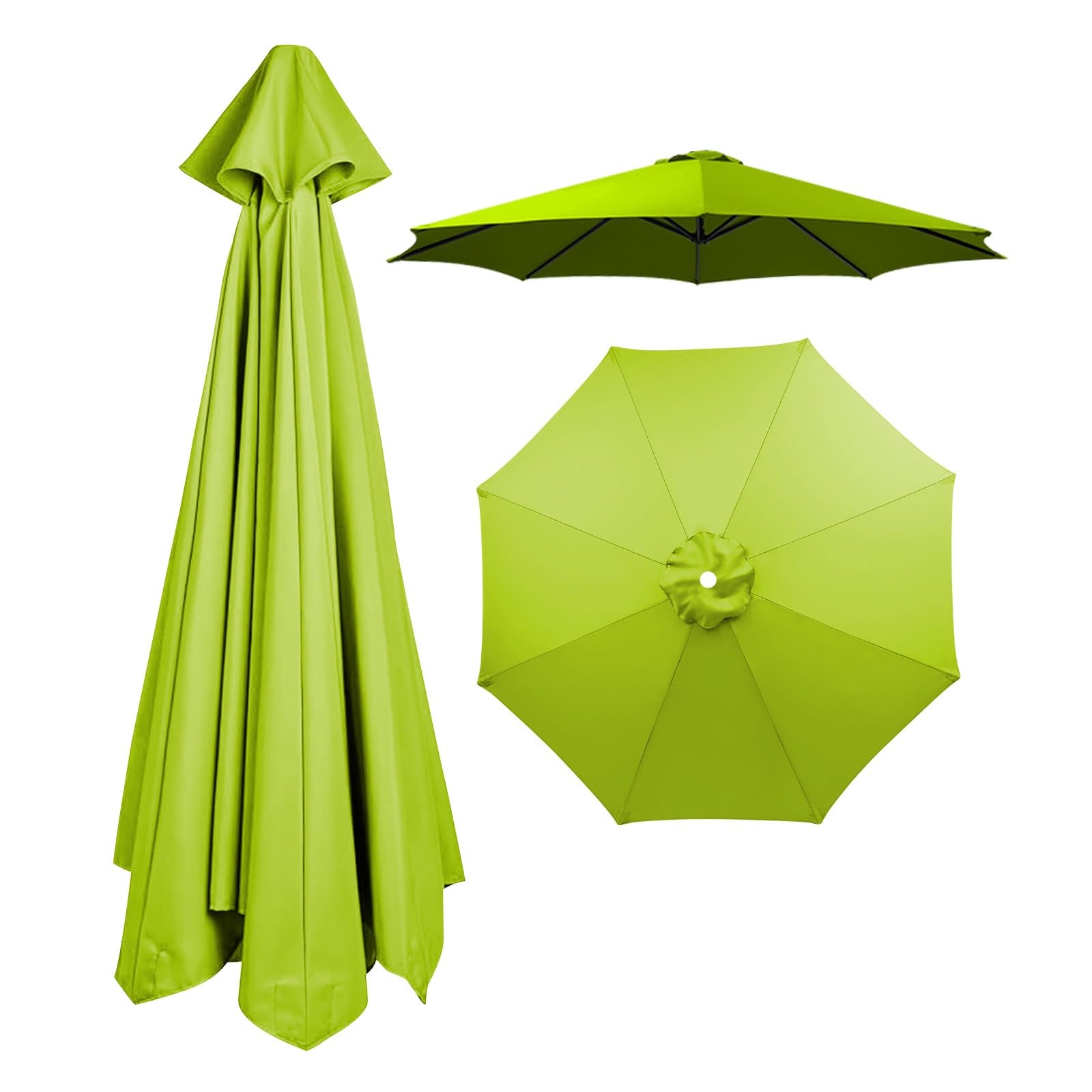 8 Ribs Umbrella Replacement Canopy, Outdoor Patio Replacement Parasol Cover UV Protective Waterproof Replacement Parasol Fabric for Garden Deck Backyard Pool(Grass green,3.0m)