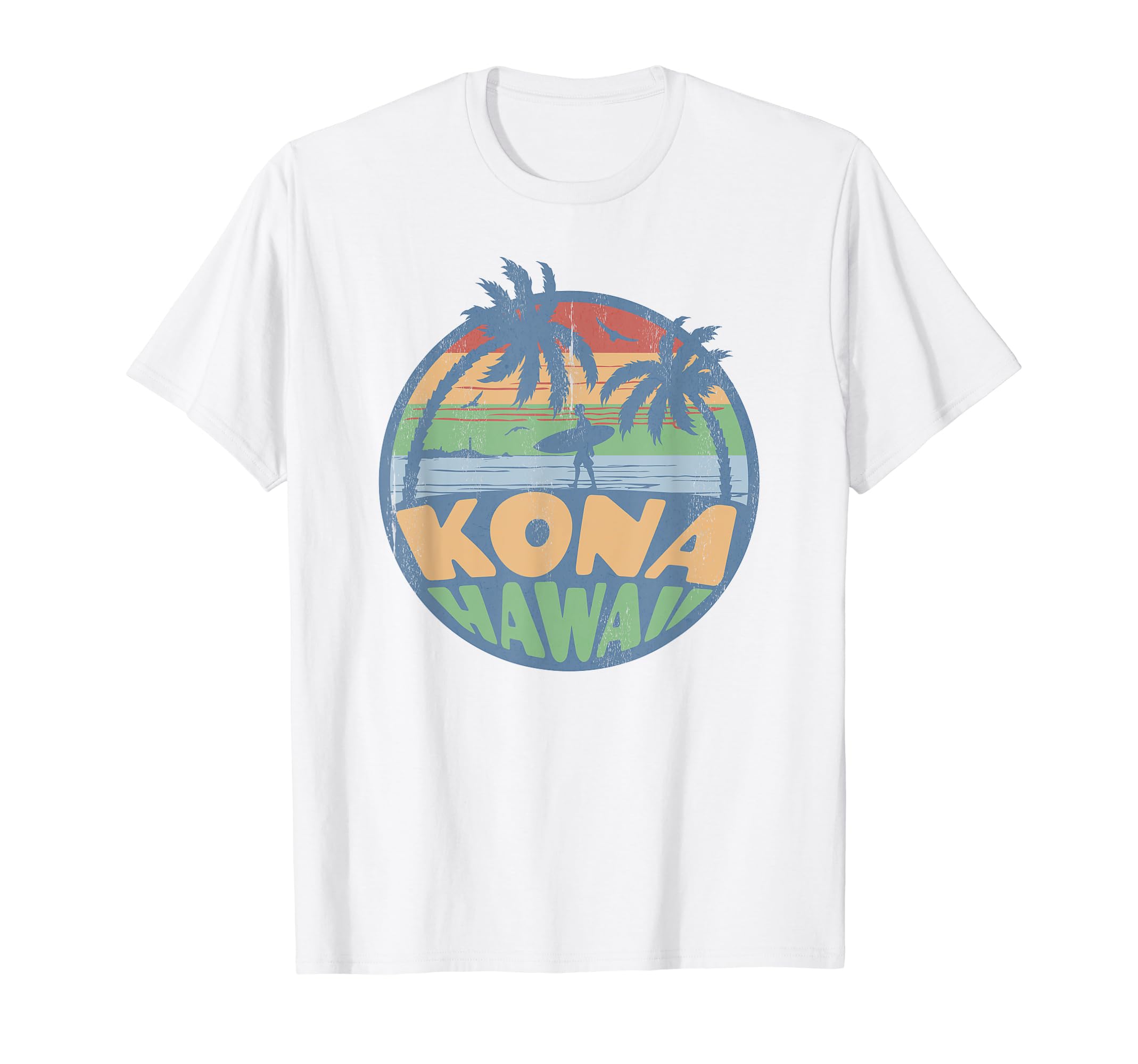 Vintage Kona Hawaii Beach Surfing 70s Surf Retro Distressed T-Shirt