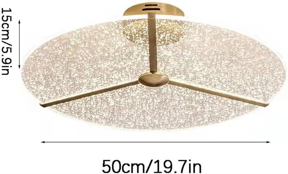 Postmodernistyczny żyrandol geometryczny, mała oprawa oświetleniowa, nowoczesna akrylowa półwpuszczana miedziana lampa sufitowa LED do przedpokoju, salonu lub przedpokoju (rozmiar: 50 cm