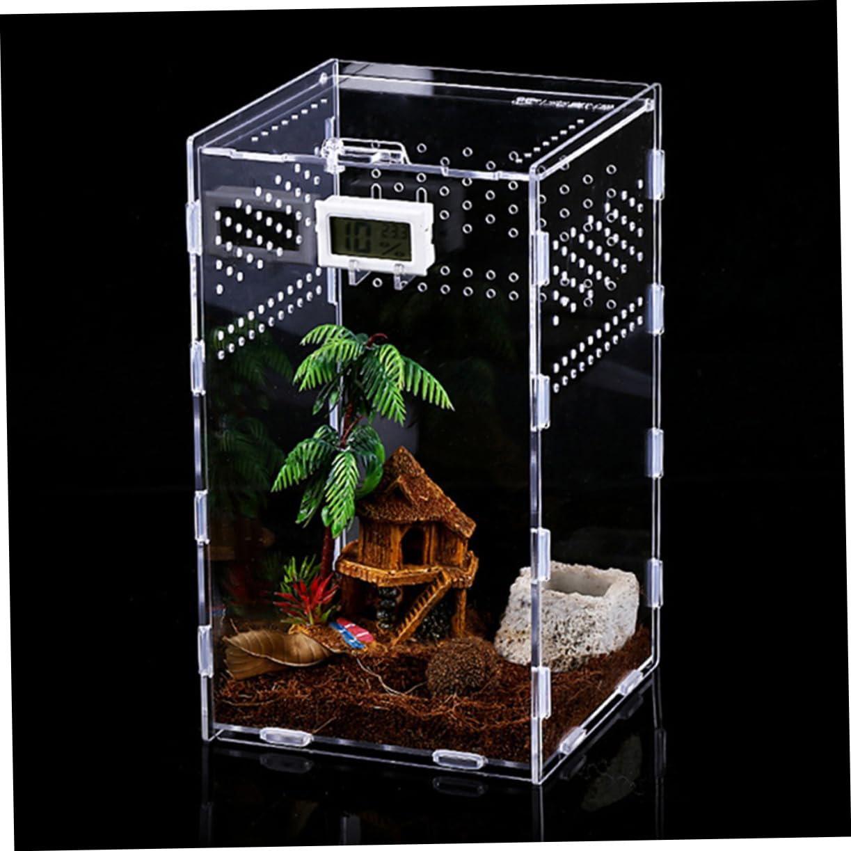 Durchsichtige Reptilien Zuchtbox aus Acryl mit Belüftungssystem | 360° Hohe Transparenz, zur Präsentation von Haustieren, für Schnecken und Vogelspinnen