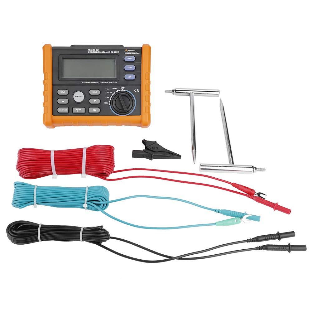 PM2302 - Medidor Digital de Resistencia (Medidor de Tierra de 0-4k Ohm, Medidor de Aislamiento, Multímetro con Pantalla LCD Retroiluminada)