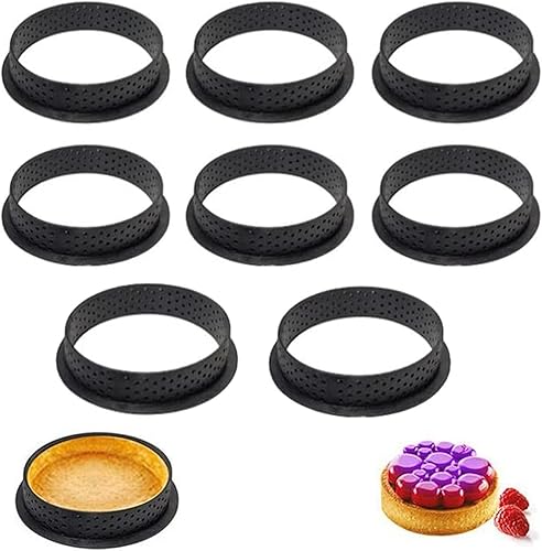 Moldes para anillos de tarta, 8 moldes de forma redonda para tartas, mini anillos de tarta para hornear, muffins, mousse, pastel, cortador de