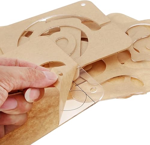 Miniatura 3 de Juego de plantillas de acolchado, 11 piezas para máquina de coser doméstica, reglas de plantilla de acolchado de movimiento libre, transparentes