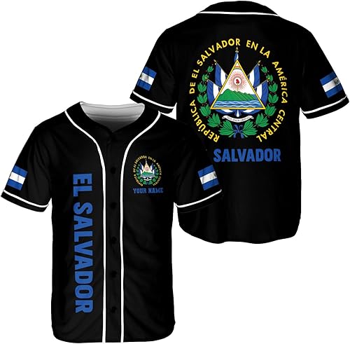 Parvii Camiseta de béisbol personalizada de El Salvador Orgulloso, camiseta de El Salvador, camiseta de El Salvador, Jersey de El Salvador para