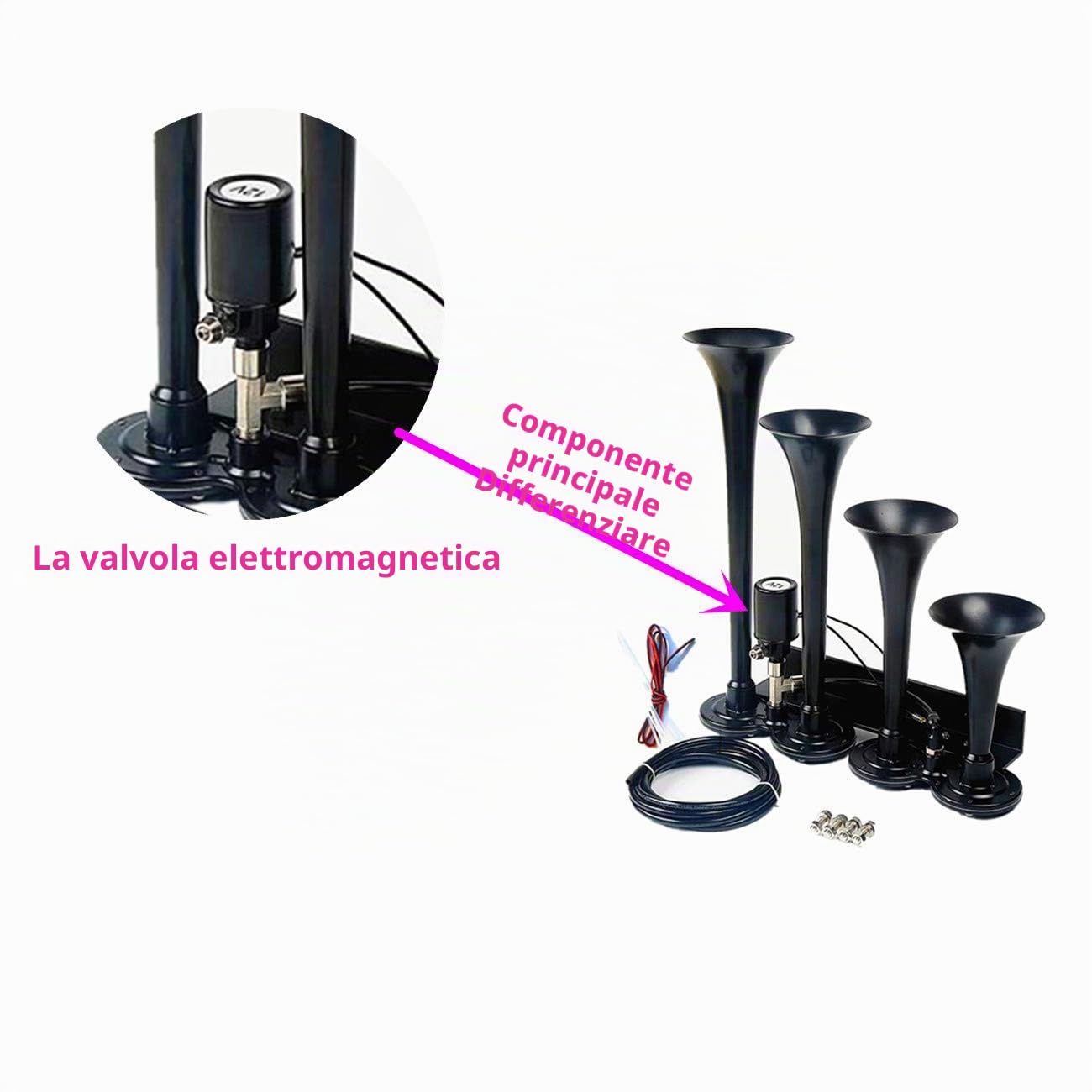 Corno elettrico per auto Corno d'aria Impermeabile quattro tubo nero per qualsiasi 12 V 24 V veicolo camion nave nave da carico della nave