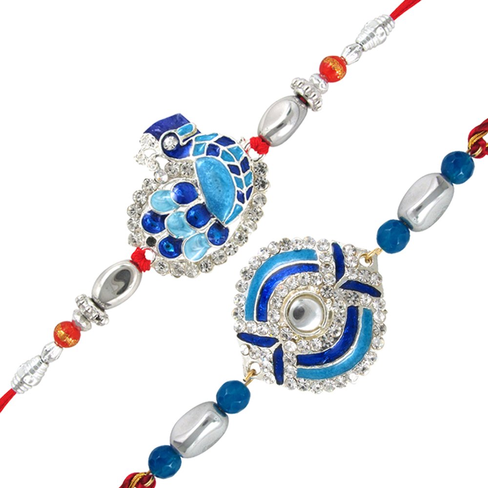 MahiCombo Of Magnificient Two Rakhis With Crystals For Men/Boys-Co1104266R