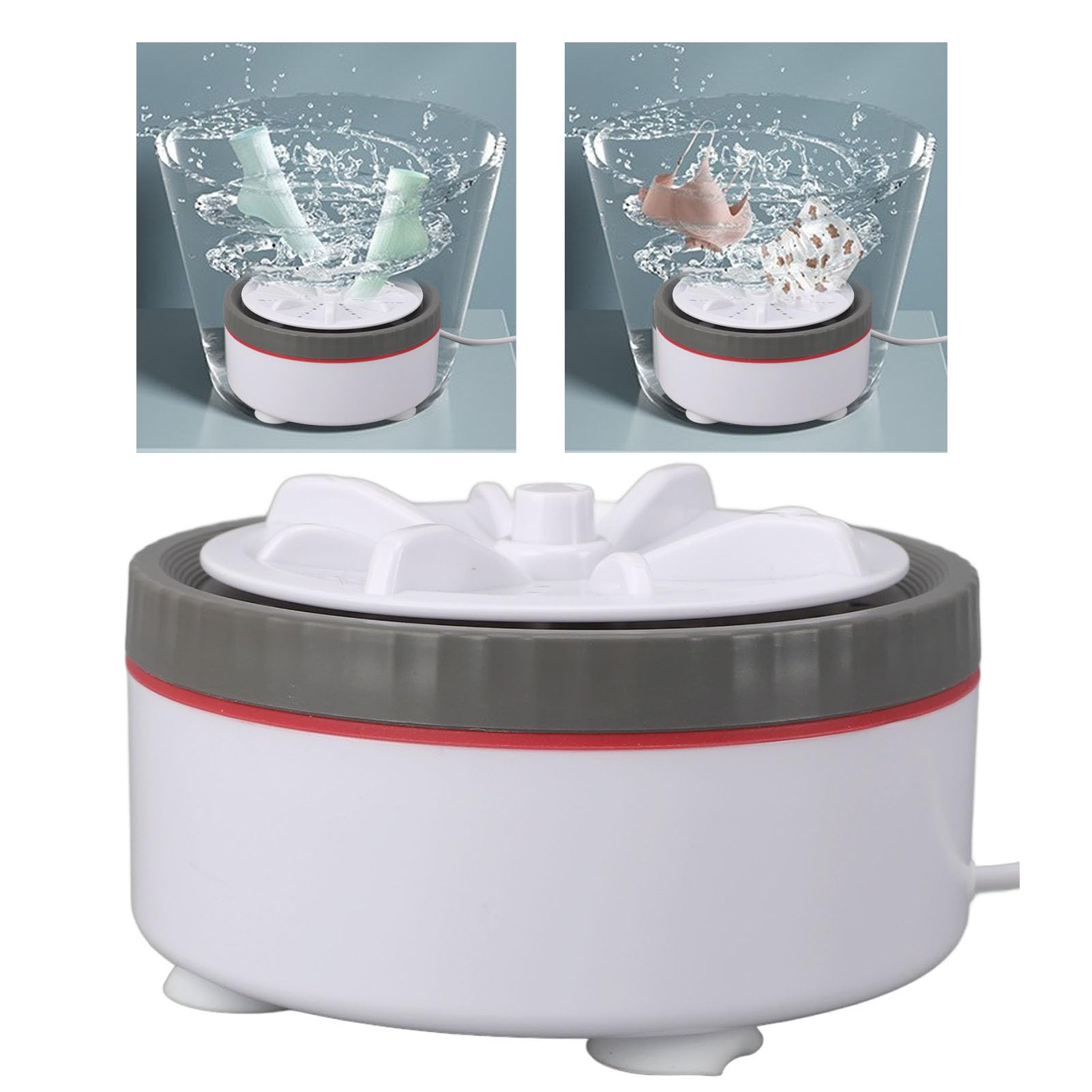 Phefop Mini-Waschmaschine, Tragbare Waschmaschinen mit USB für Reisen, Business, Camping, College, Ultraschallreinigung, Socken, Unterwäsche, Handtücher, Babykleidung, Obst, Geschirr, (GRAY) - 5