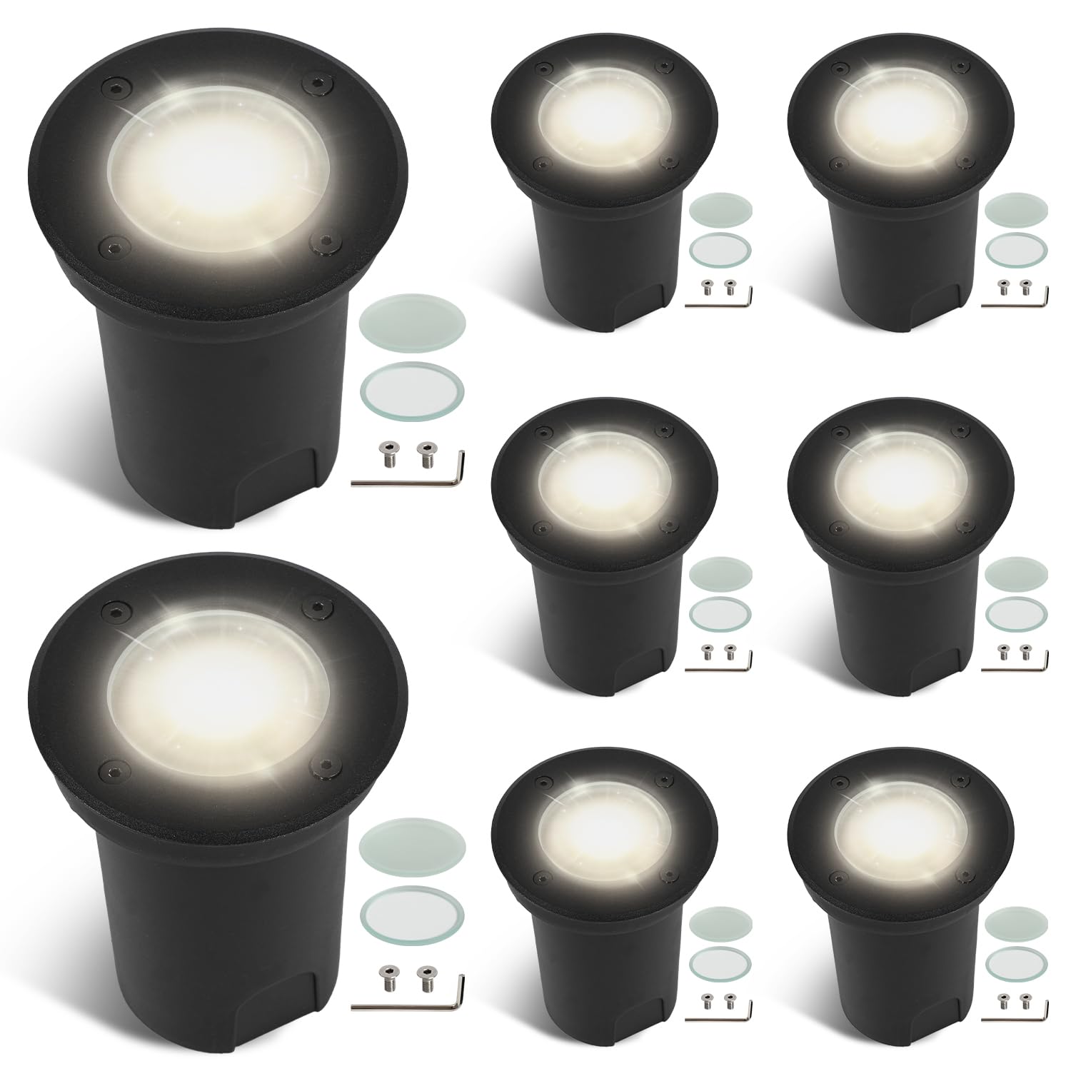 Fiqops 4er Set bodeneinbaustrahler aussen mit LED 3W Warmweiß Lich Bodenstrahler außen IP65,Schwarz matt rund,Bodenleuchten befahrbar 230V,Bodeneinbauleuchten für Boden Garten Pool Pflanzen