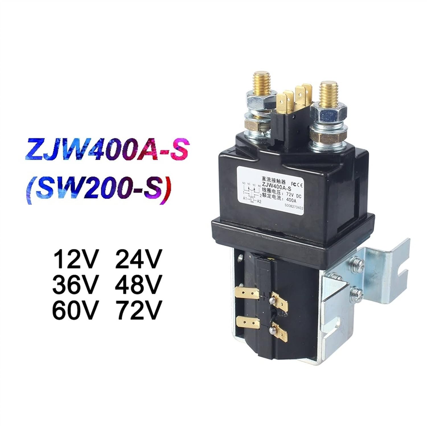SW200-S Normally Open 12V 24V 36V 48V 60V 72V DC Contactor ZJW400A-S for Handling Drawing 1Pcs(36V)