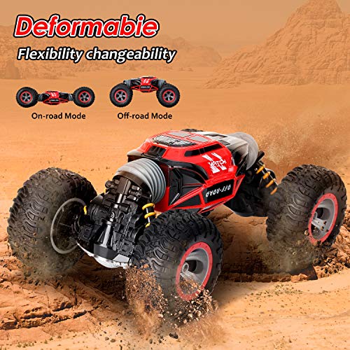 KingsDragon Remote Control Car,2.4 GHZ High Speed Stunt RC Racing Cars RC Rock Crawler w/ Rechargeable Batteries,Indoor Outdoor Motors Vehicles Buggy Hobby Car Toy Gifts for Boys Girls-Red
