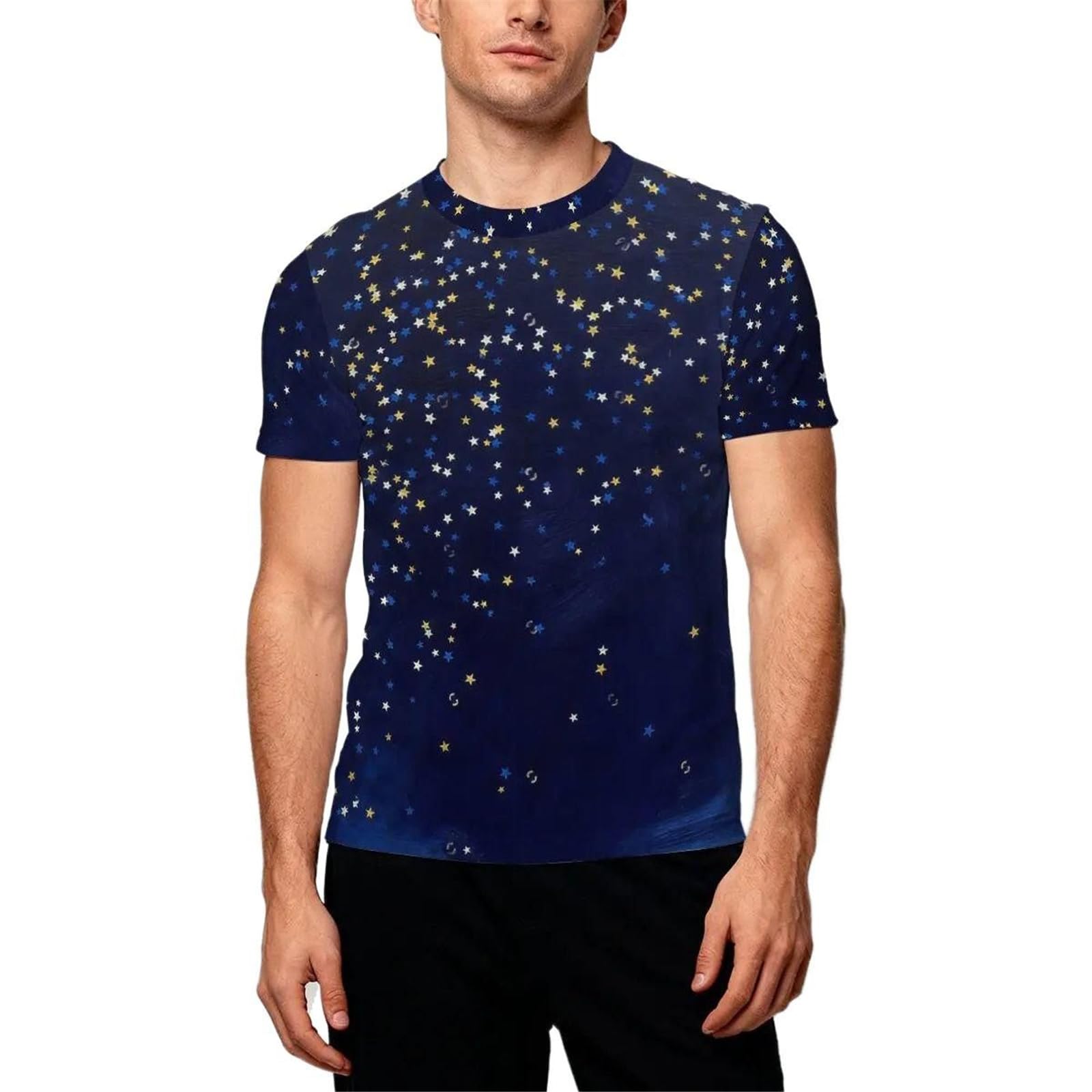 MORISTE Maglietta Uomo Traforata Stampata, Larga Manica Corta Casual Top