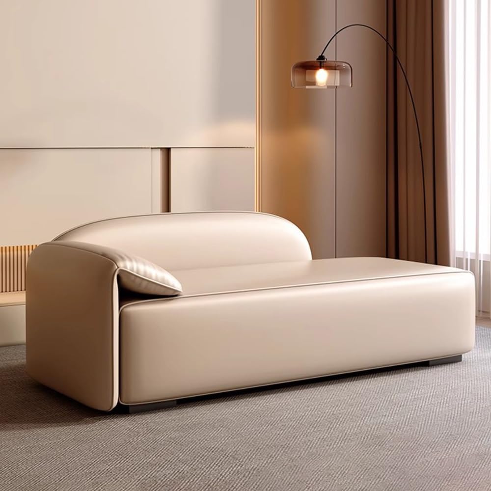 Ławka do łóżka Lekki luksusowy stołek na łóżko do sypialni Sofa z funkcją spania Nordic Simple ławka buty sklep odzieżowy leżanka(Beige,Średni)