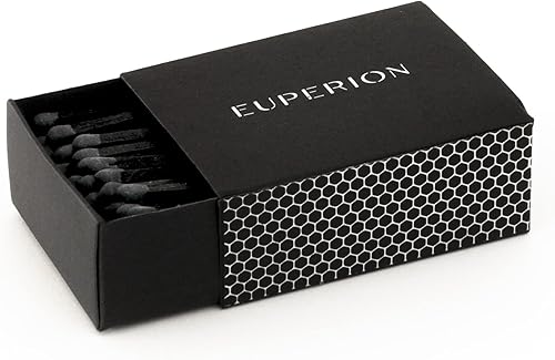 Euperion  Fósforos decorativos negros para detalles contemporáneos del hogar  Fácil iluminación de 2.25 pulgadas - Cerillas de madera duraderas