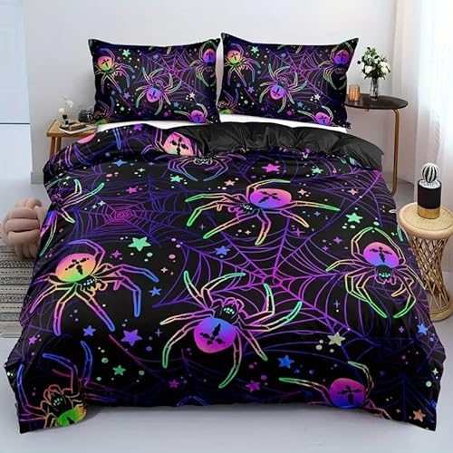 布団カバー蜘蛛の巣寝具カバー星掛け布団カバー3点セットマイクロファイバー静電気防止防ダニけ被套軽量丈夫柔ら洗える羽毛布団カバ230x210cm着脱簡単掛duvet cover+枕套2枚43x63cmファスナー開閉