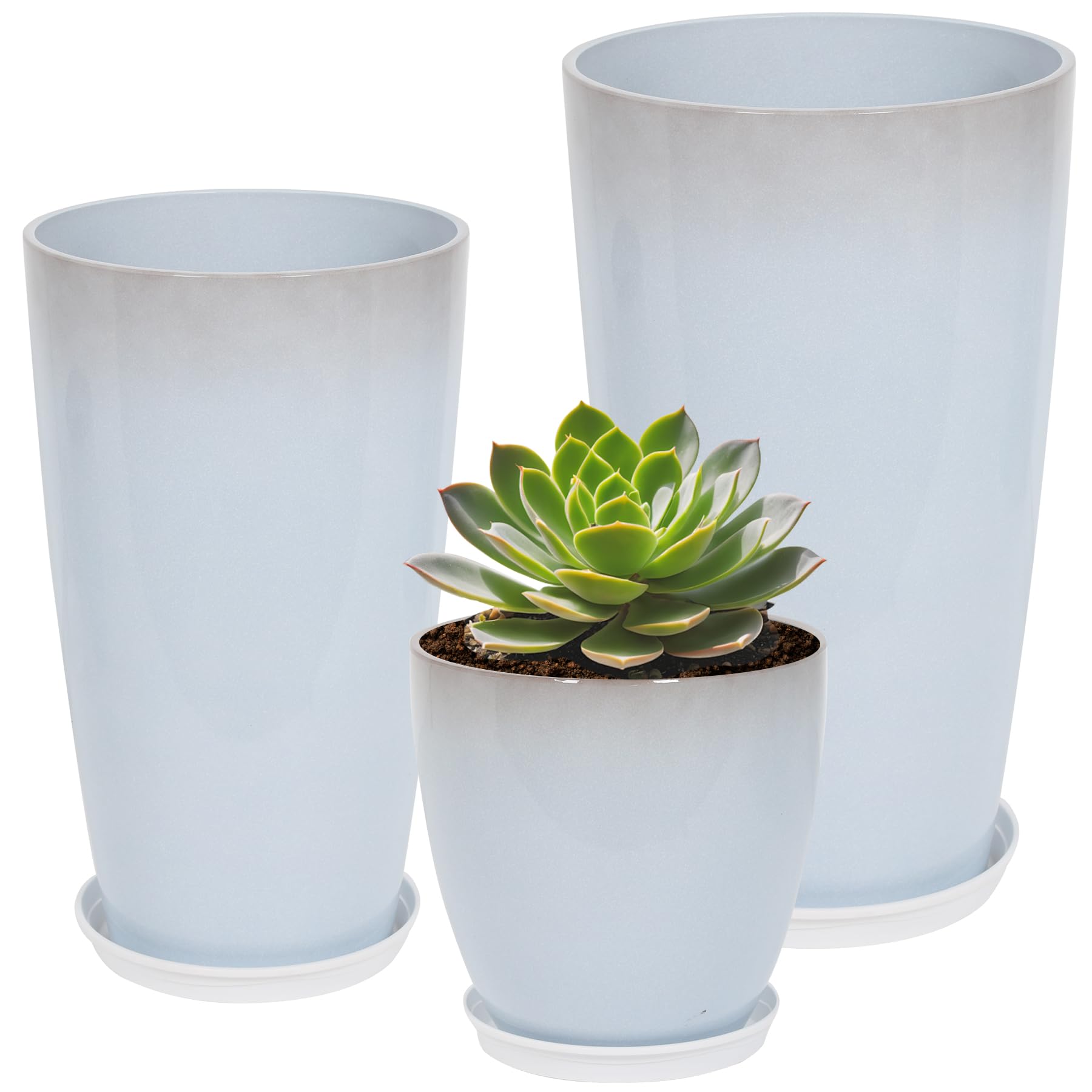 Neoaider Lot de 3 grands pots de fleurs en plastique, 150 cm, 30,5 cm