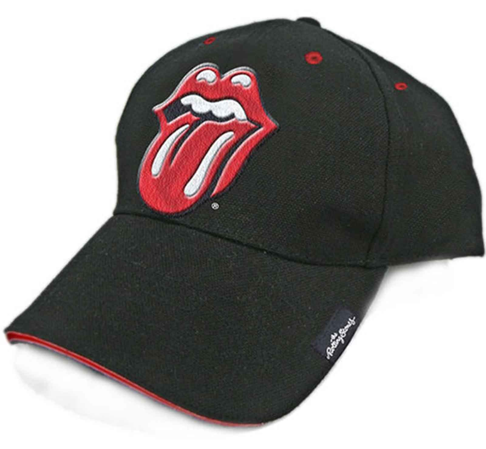 Rolling Stones Men's Black The Baseball Cap Classic Band Logo Tongue Strapback Size One Size