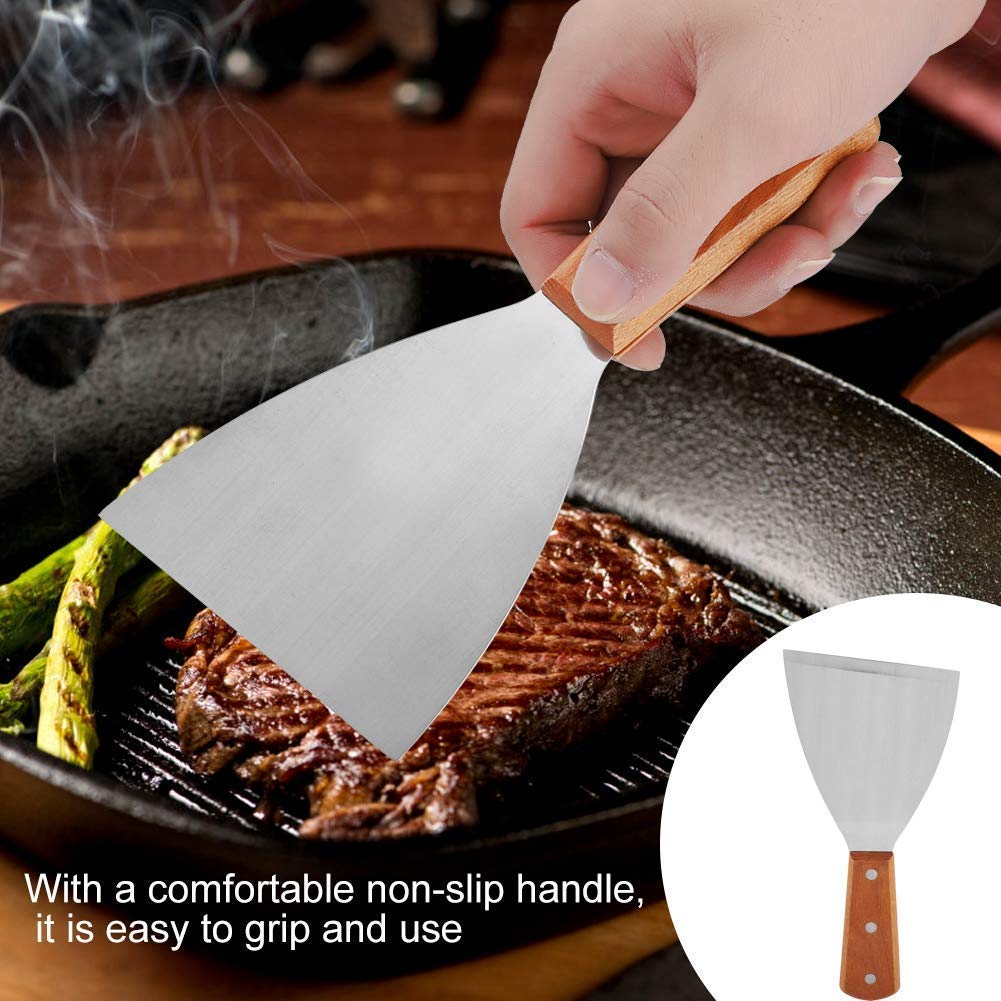 Set Spatole Acciaio Inossidabile 3 Pezzi - Per Pizza, Hamburger, Barbecue - Con Manico In Legno Antiscivolo - Foto 13