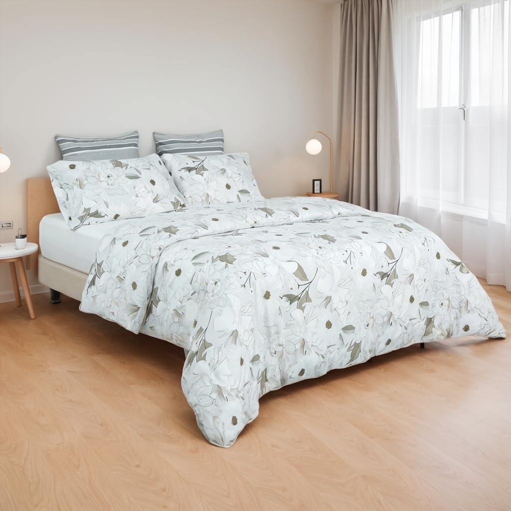 Etrexonline Juego de Funda Nórdica 3 Piezas Cama 135 Microfibra Extra Suave Transpirable - 1 Funda Edredón 220x220 cm y 2 Fundas de Almohada 50x70 cm (Eucalipto) — view 14