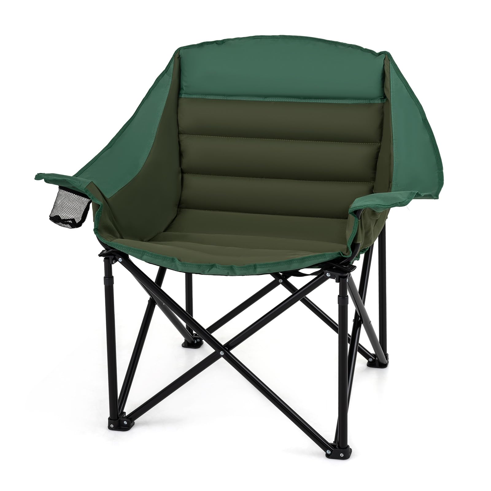 GOPLUS Chaise de Camping Pliante, pour Plage/Pêche/Randonnée | Fauteuil de Peche Surdimensionné Portable avec Porte-Gobelets, Poche en Maille et Sac de Transport pour Pêche Jardin Plage