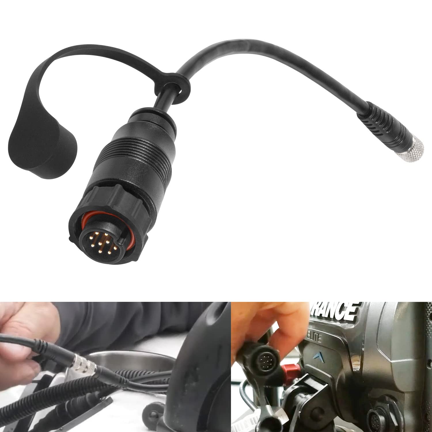 1852076 MKR-US2-16 Universal Sonar 2 Adapter Cable for Lowrance Elite Ti2 & HDS to Trolling Motor, 9-pin, Black