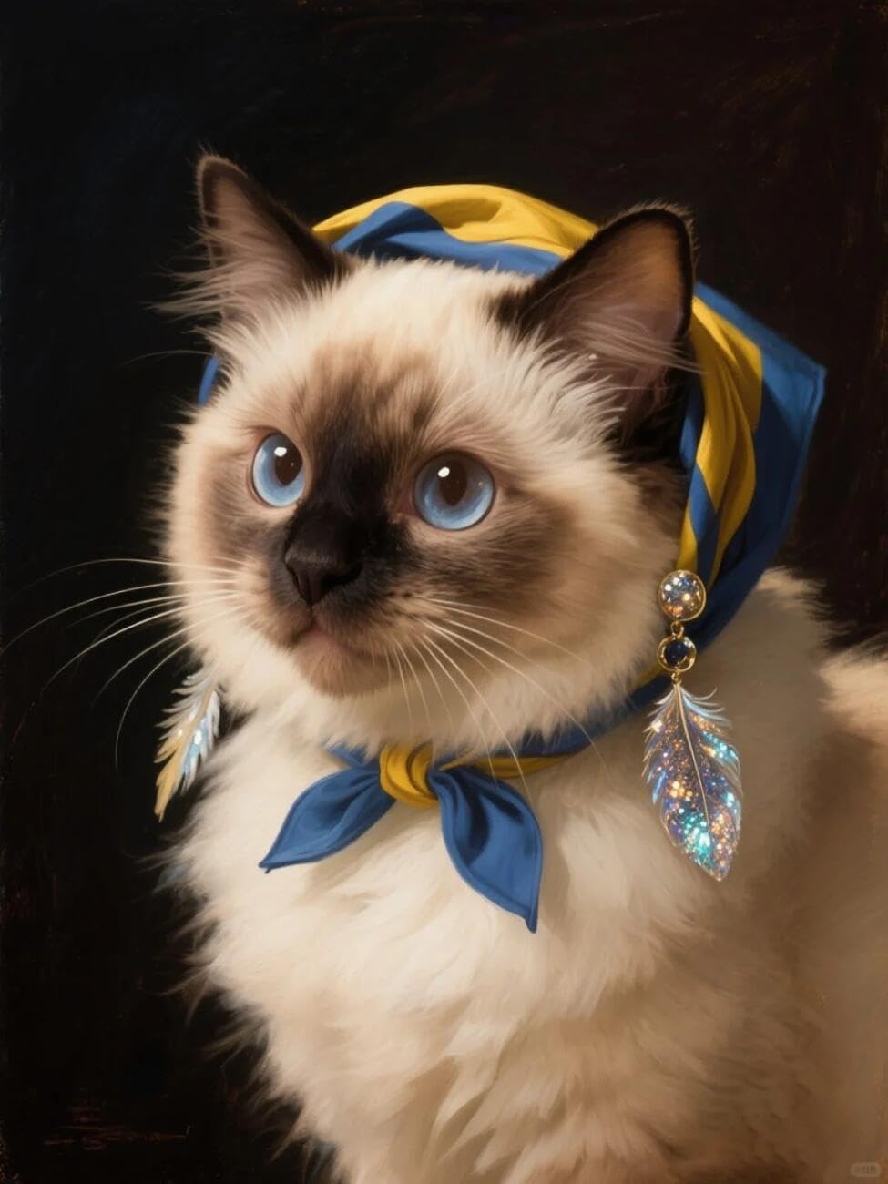 Henypt Cross Stitch Kit Fantasy Cat DIY Needlepoint Set for Adults Beginners with Accessories Handmade DIY/Gifts 14CT 30x40cm