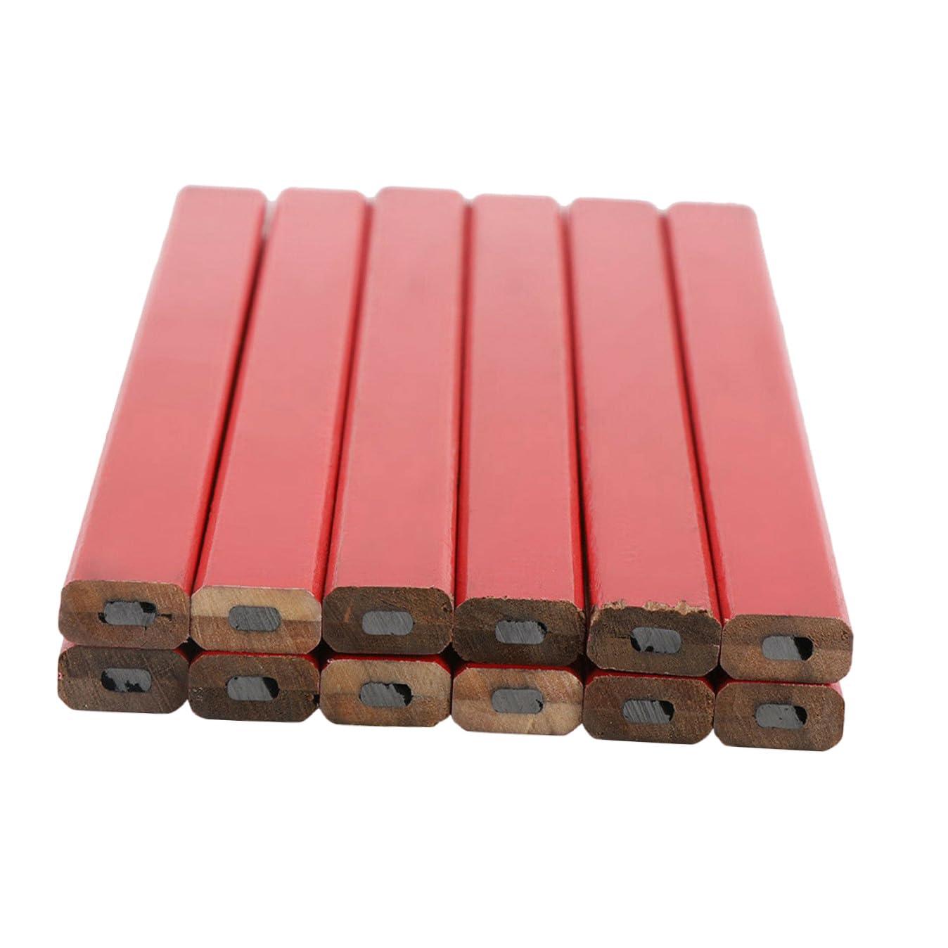 Ciieeo 72 Crayons de Charpentier Plats en Bois Rouge Octogonaux