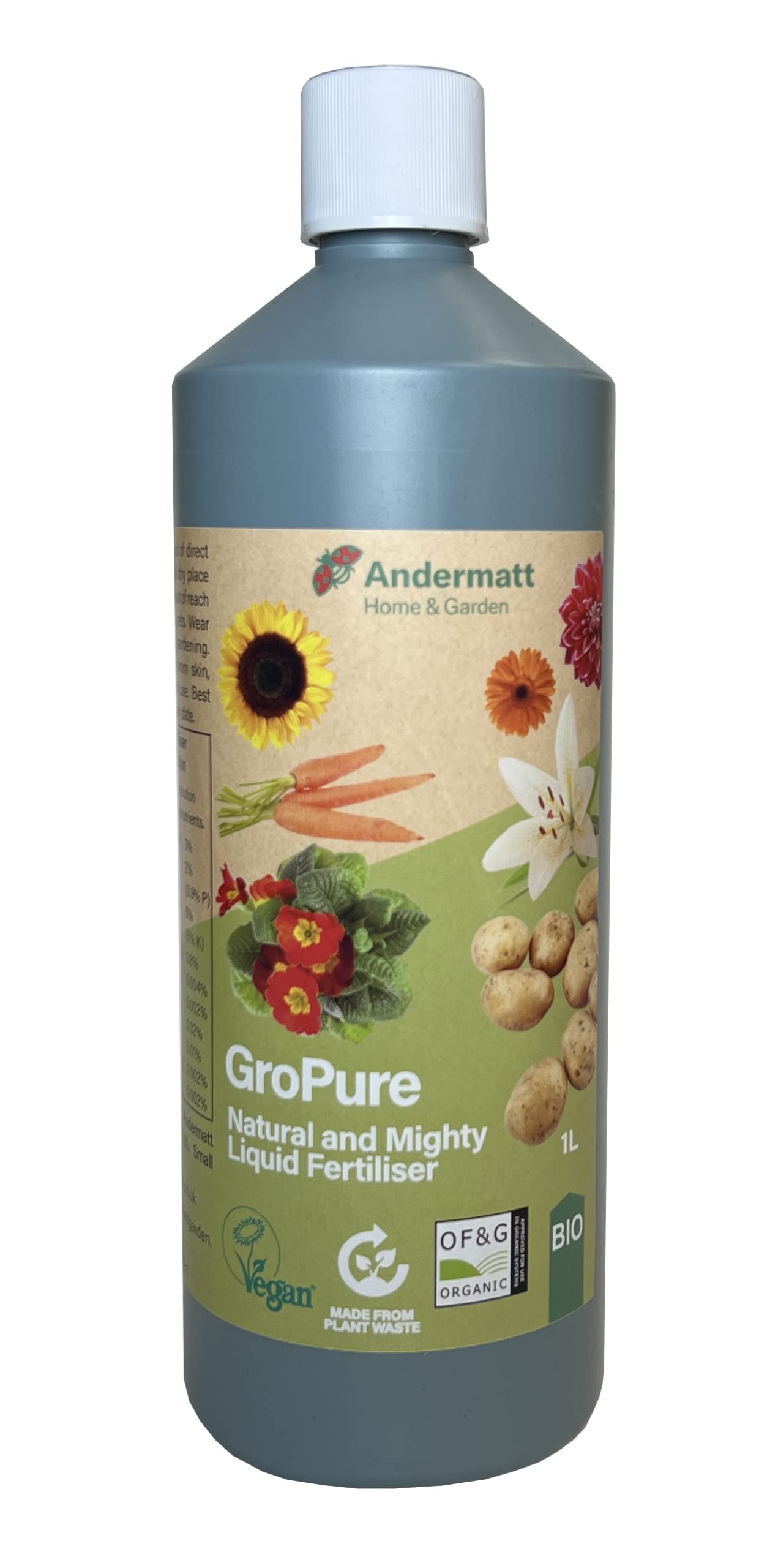 GroPure 1L - All-Purpose Organic Fertiliser | Organic Plant Food | Suitable for All Plants, Fruit and Veg | Andermatt Home & Garden