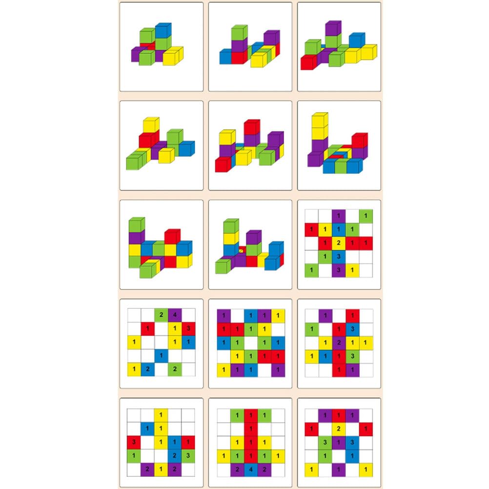 Juego Bloques Construcción 3D Madera Montessori para 2 Jugadores | Juguete Rompecabezas Apilamiento Razonamiento Espacial, Juguete Lógico Competitivo Interactivo para Padres e Hijos